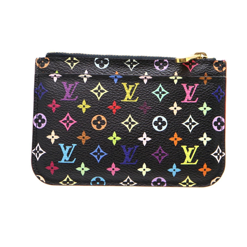 Louis Vuitton Pochette Wallet Monogram Multicolor Pouch Canvas Leather Black